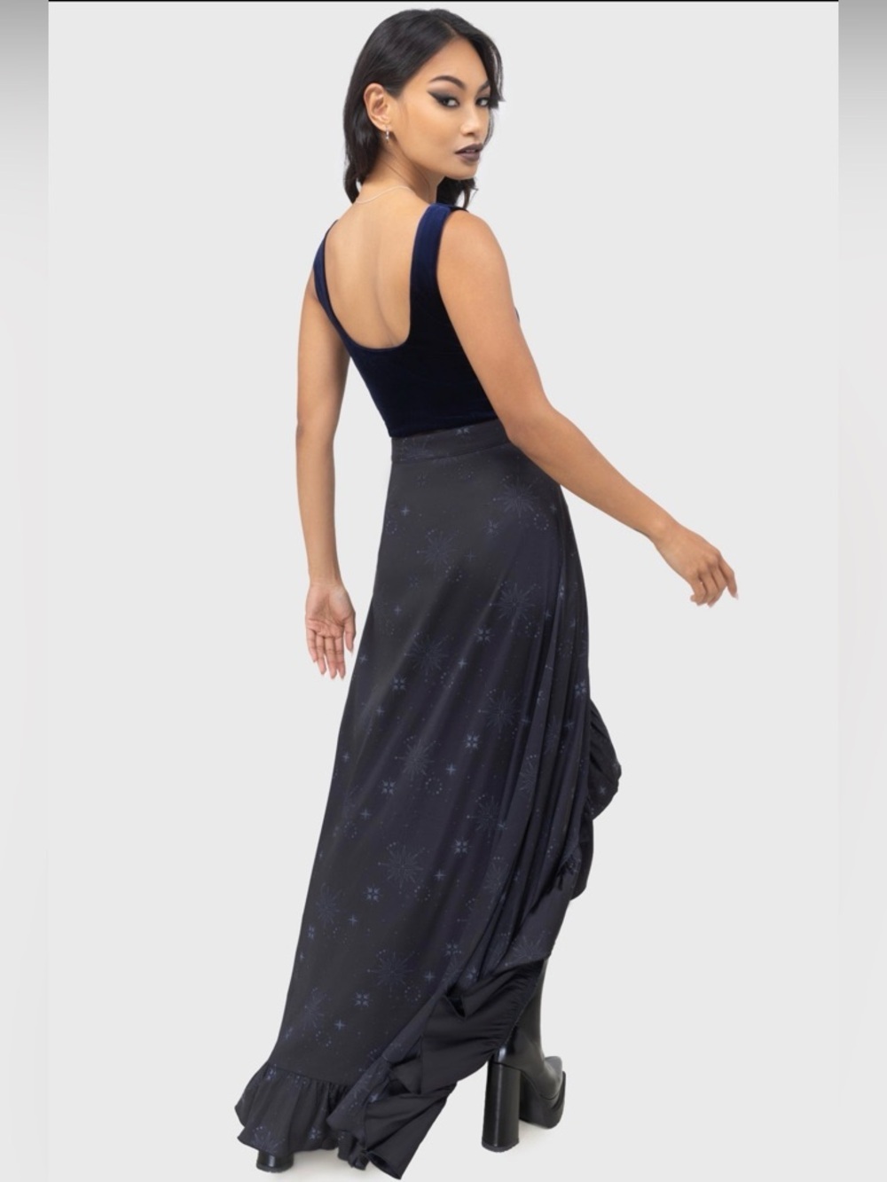 Killstar Starveil Maxi Skirt Celestial Ruffle Small - Picture 5 of 9